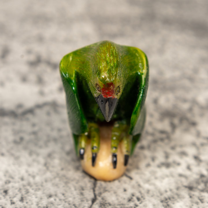 Green Parrot Bird Tagua Carving