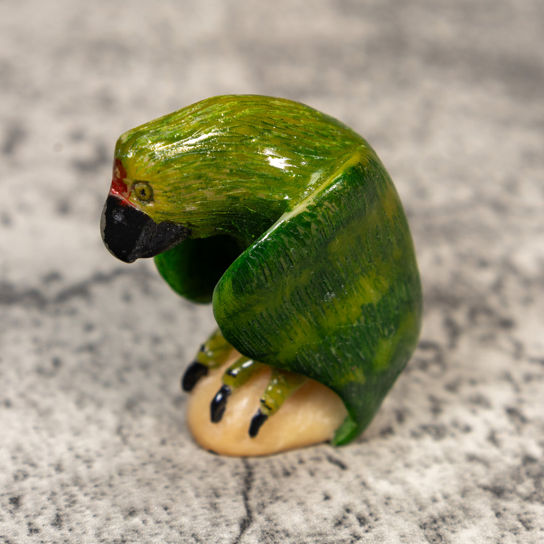 Green Parrot Bird Tagua Carving
