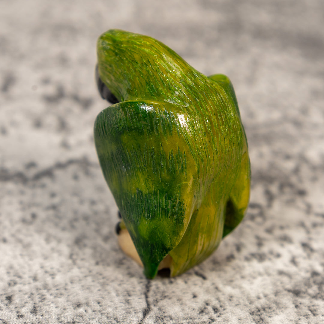 Green Parrot Bird Tagua Carving