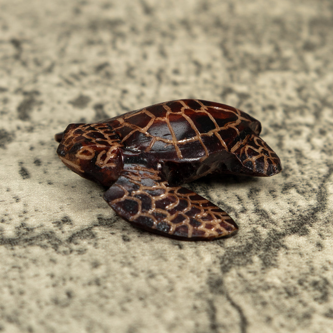 Sea Turtle And Removable Egg Tagua Carving