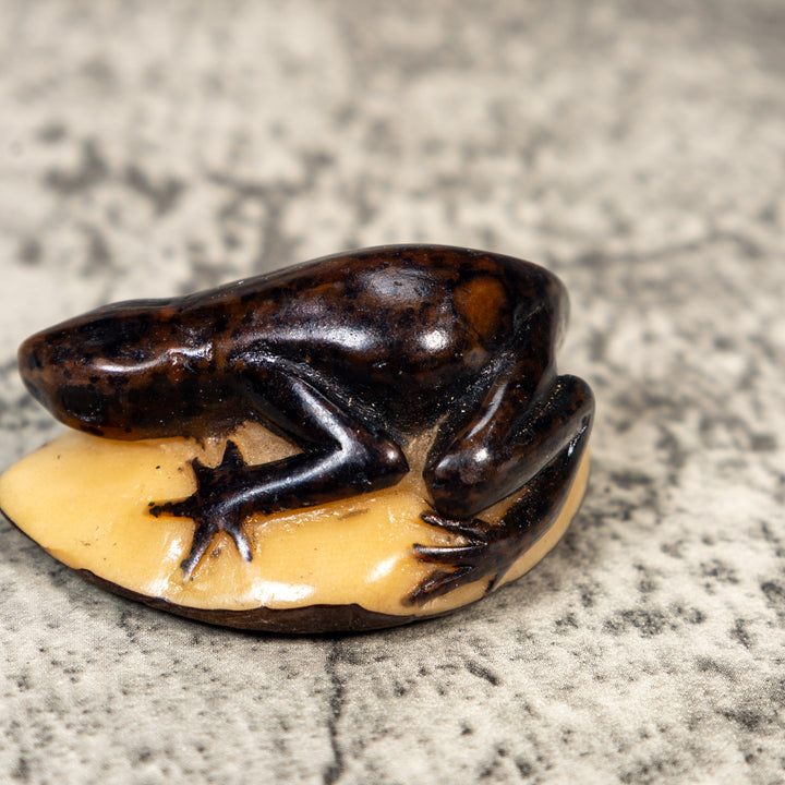 Vintage Brown Gecko Lizard Tagua Carving