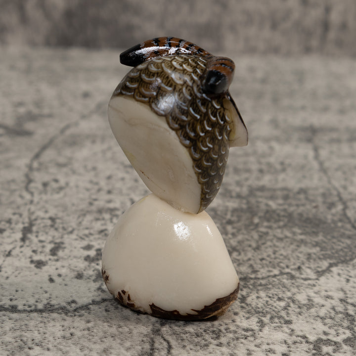 Owl Bird On Pedestal Tagua Carving