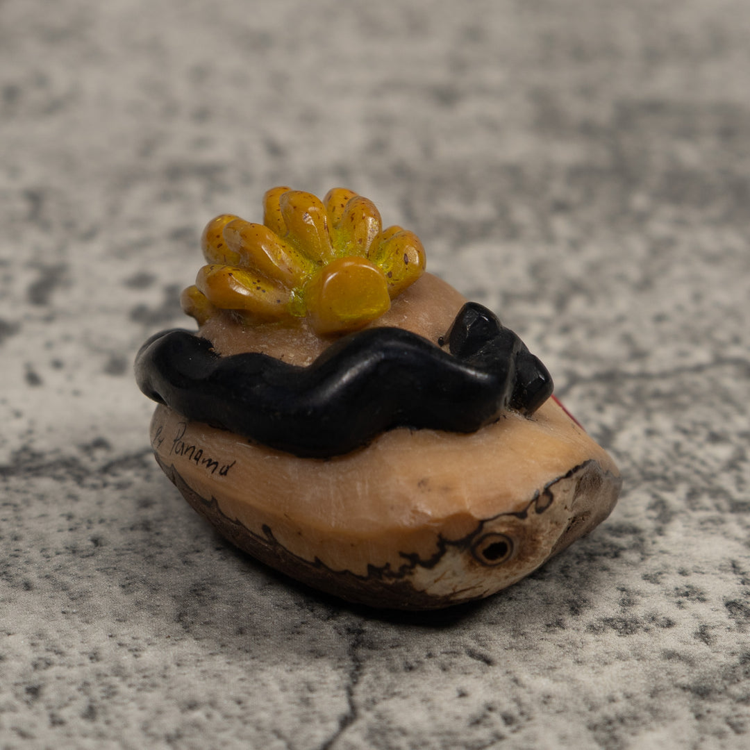 Vintage Snake With Bananas Tagua Carving