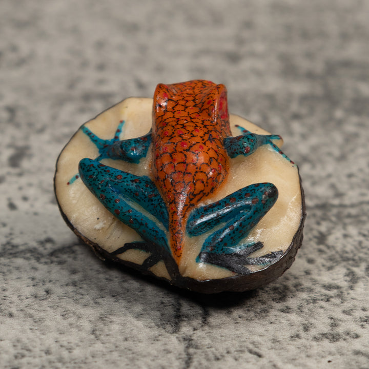 Red And Blue Poison Dart Frog Tagua Carving