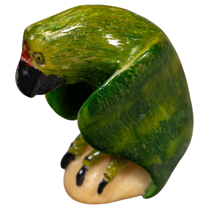 Green Parrot Bird Tagua Carving