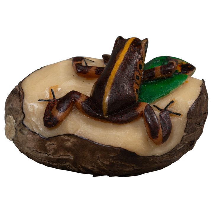 Black And Gold Poison Dart Frog Tagua Carving