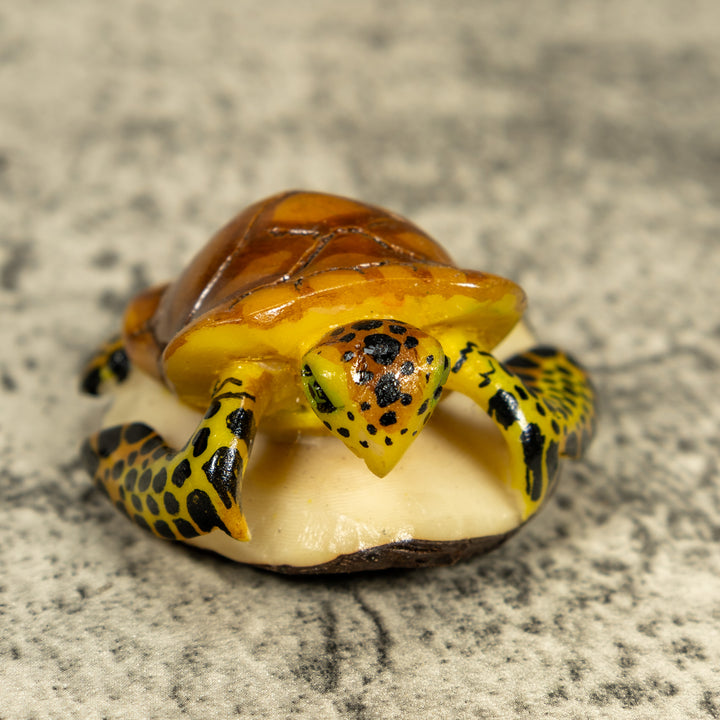 Brown Yellow And Black Sea Turtle Tagua Carving