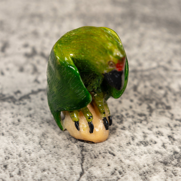 Green Parrot Bird Tagua Carving