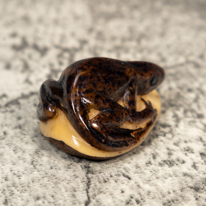 Vintage Brown Gecko Lizard Tagua Carving