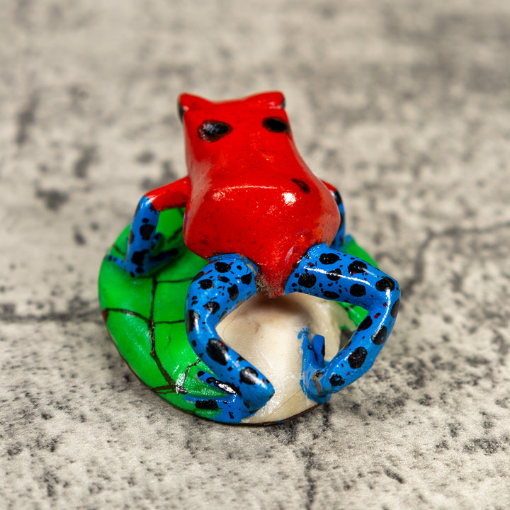 Red And Blue Poison Dart Frog Tagua Carving