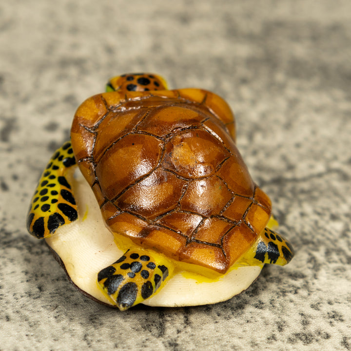 Brown Yellow And Black Sea Turtle Tagua Carving