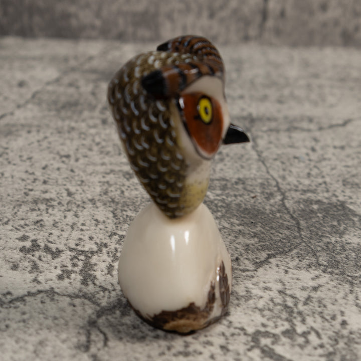 Owl Bird On Pedestal Tagua Carving