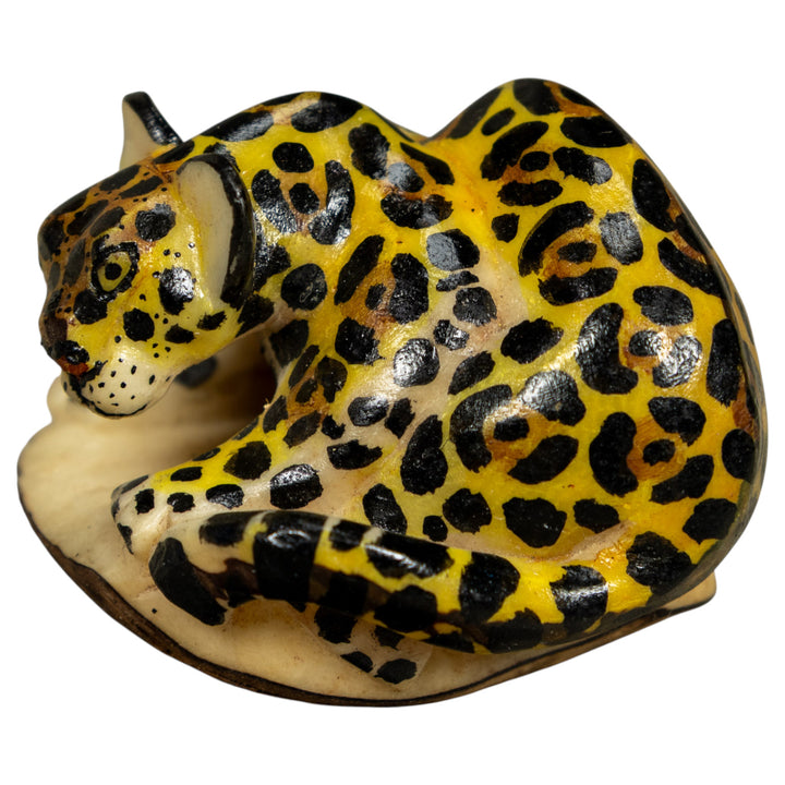 Jungle Jaguar Cat Tagua Carving