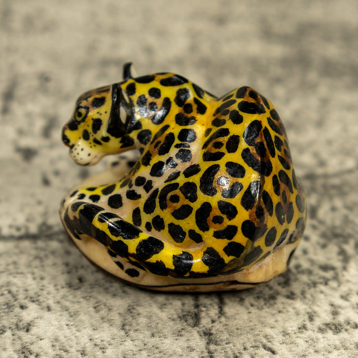 Jungle Jaguar Cat Tagua Carving