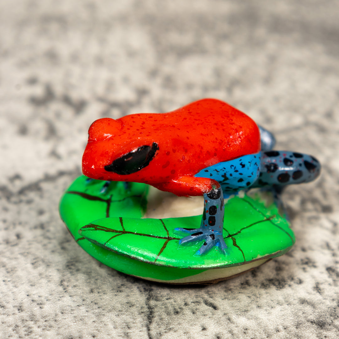 Red And Blue Poison Dart Frog Tagua Carving