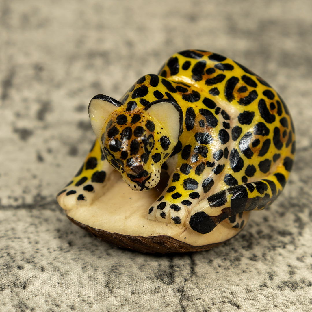 Jungle Jaguar Cat Tagua Carving