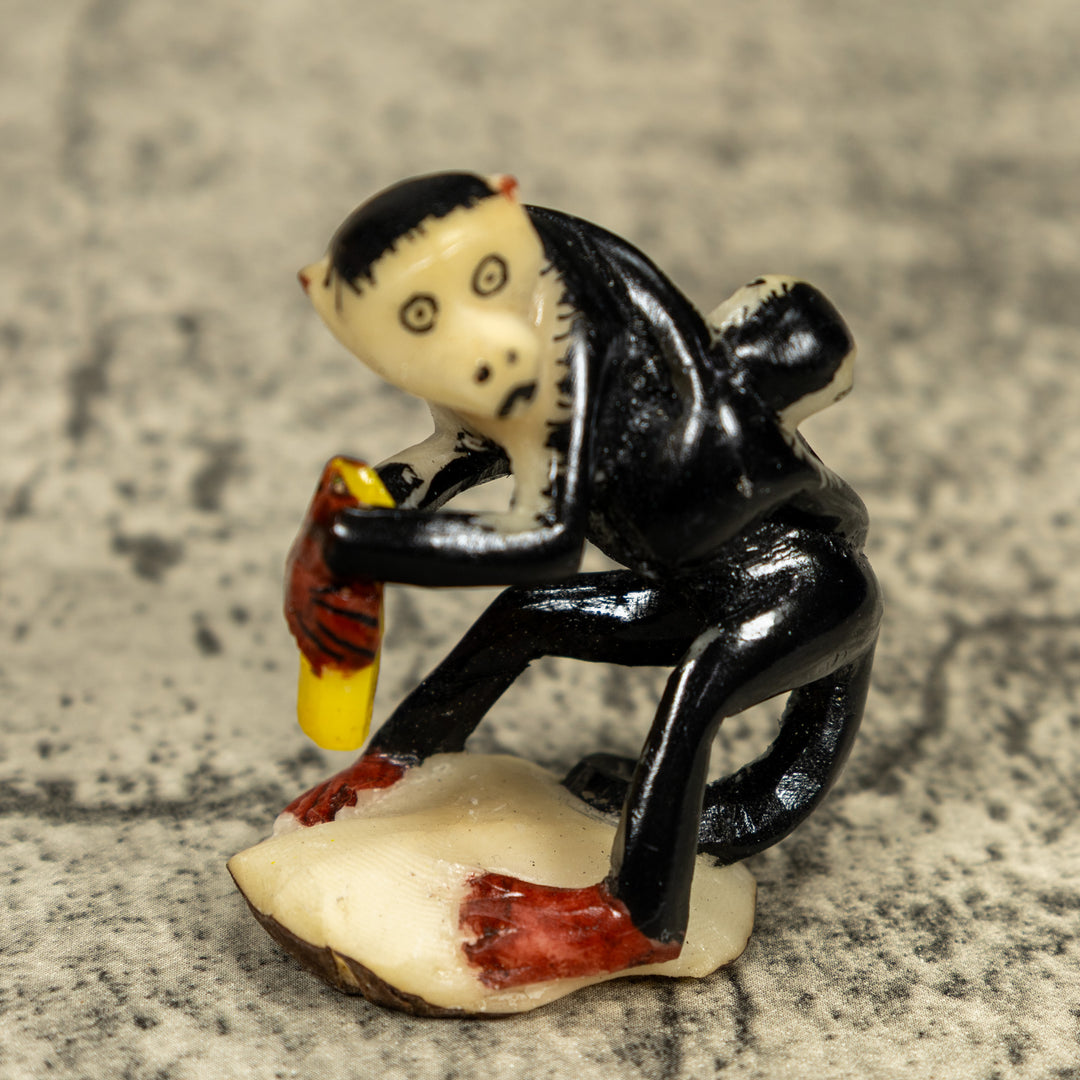 White Face Monkey With Infant Tagua Carving