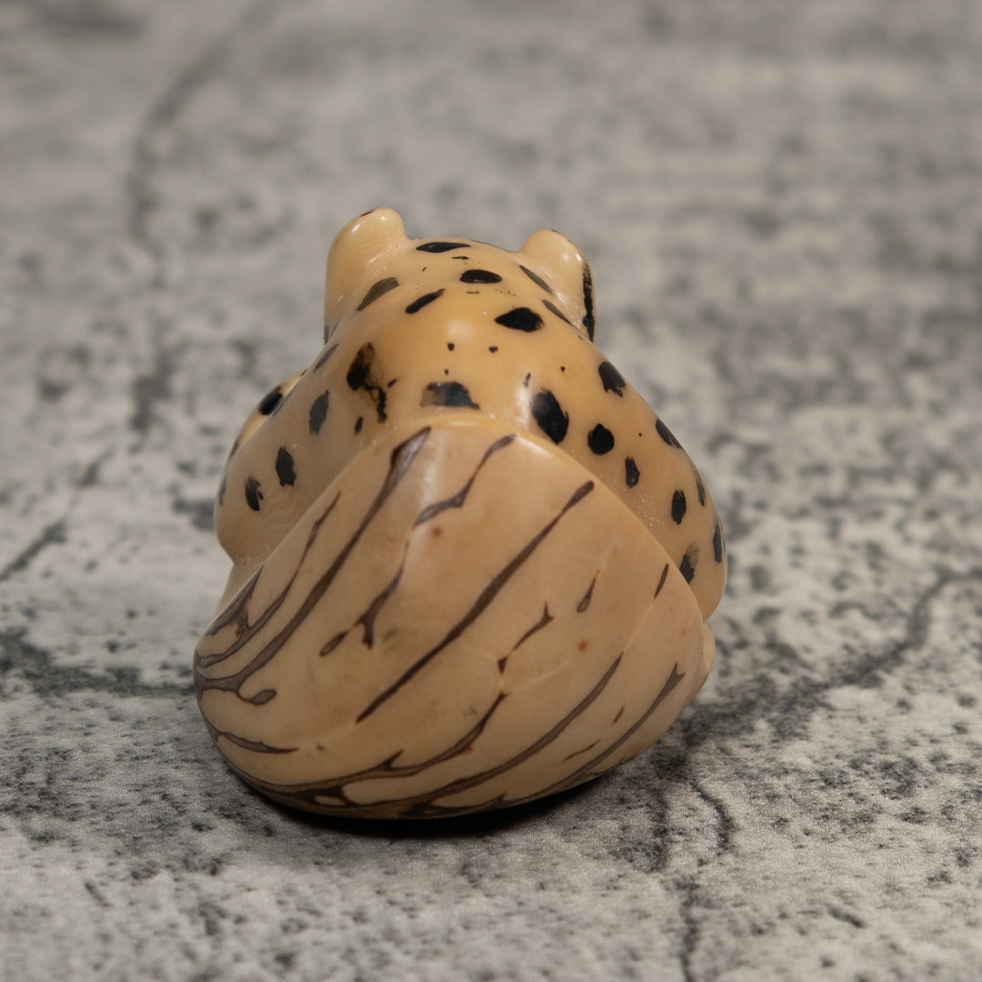 Vintage White Jaguar Cat Tagua Carving