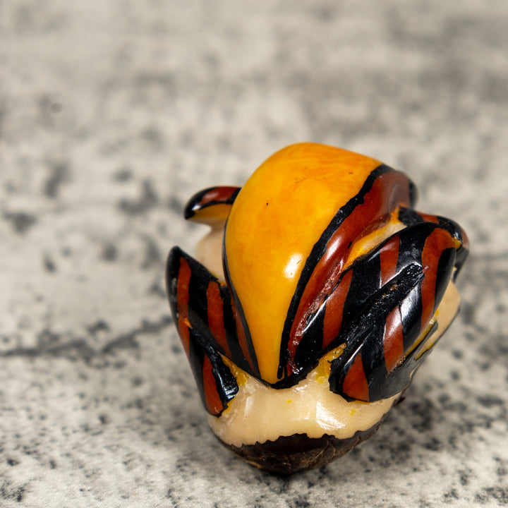 Bronze Orange And Black Poison Dart Frog Tagua Carving