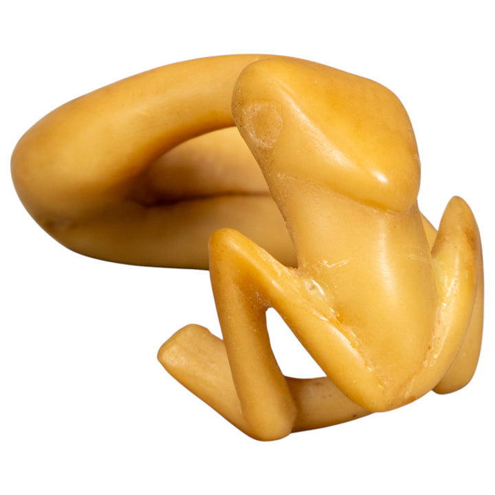 Natural White Snake Eating Frog Tagua Carving