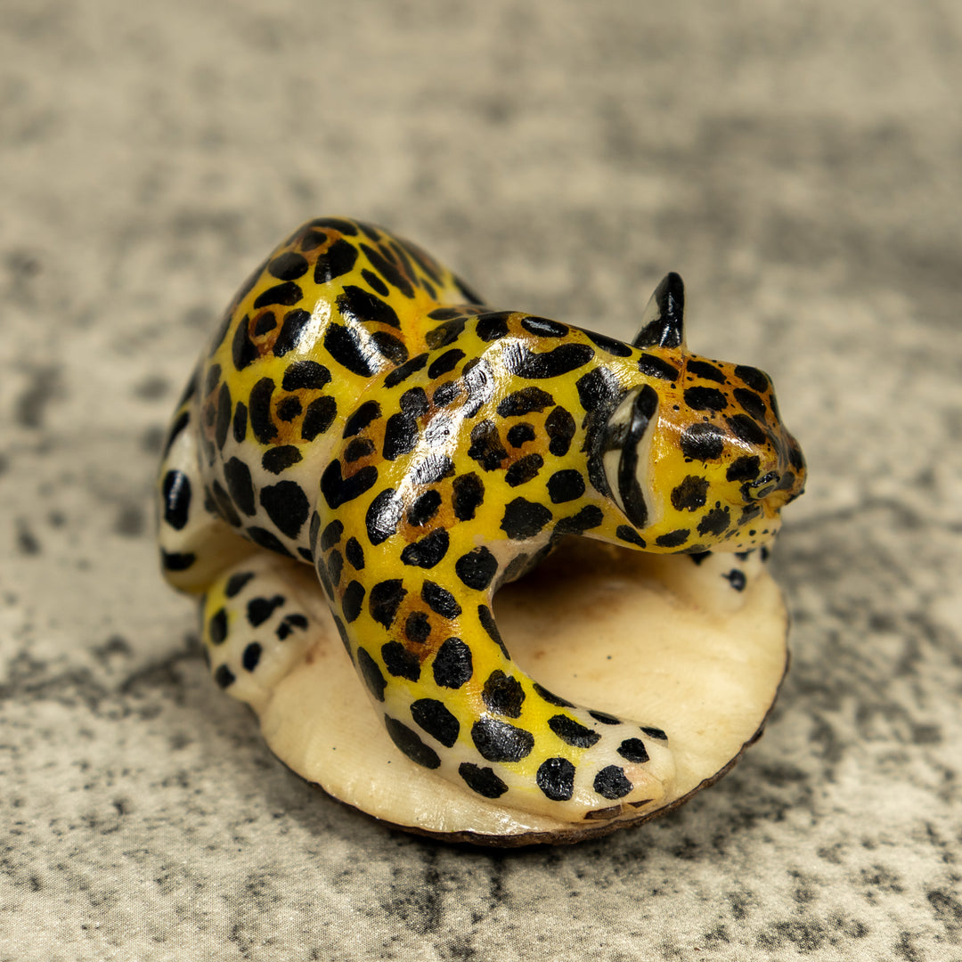 Jungle Jaguar Cat Tagua Carving