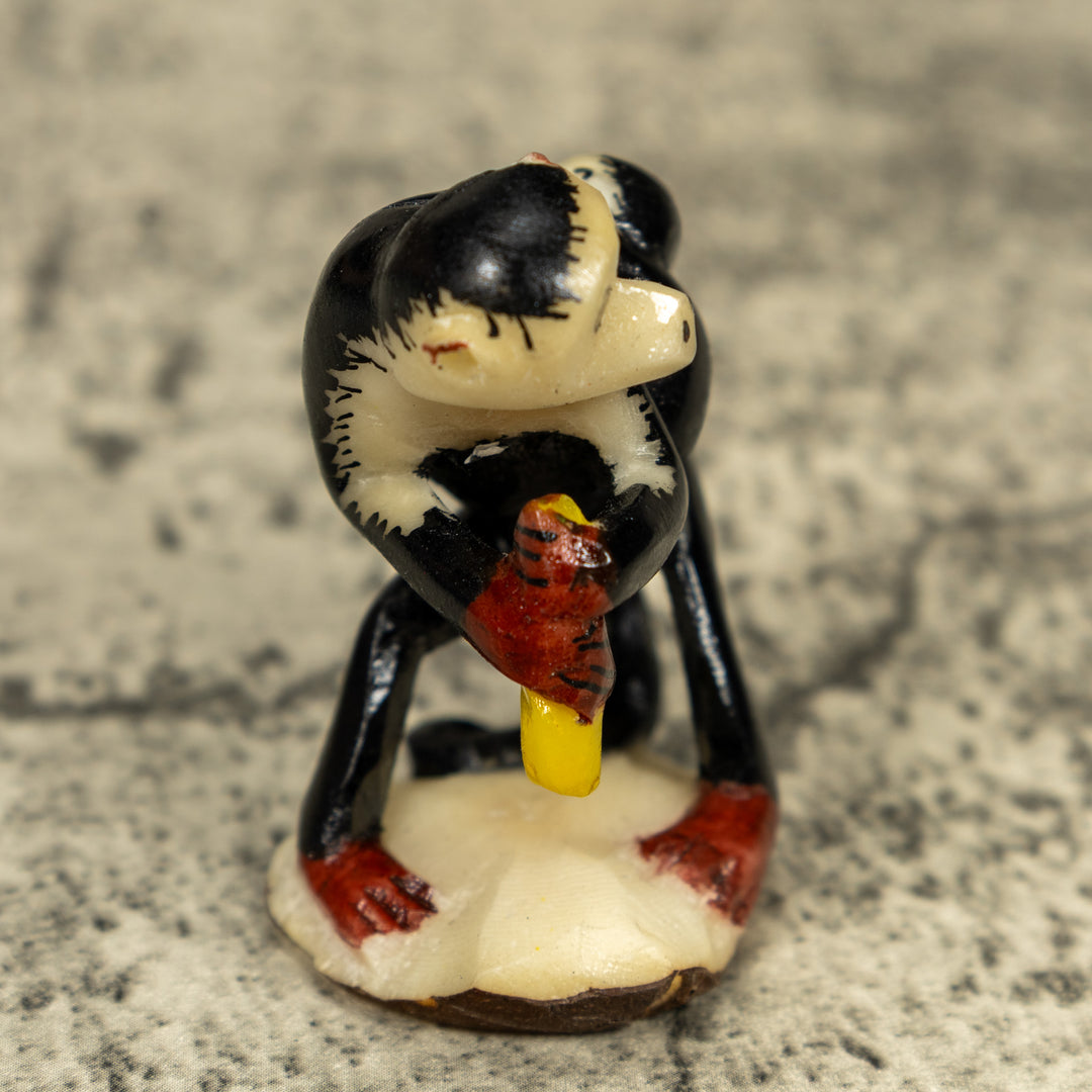 White Face Monkey With Infant Tagua Carving