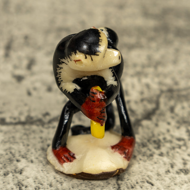White Face Monkey With Infant Tagua Carving