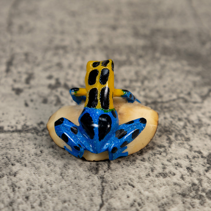 Black Blue And Gold Poison Dart Frog Tagua Carving