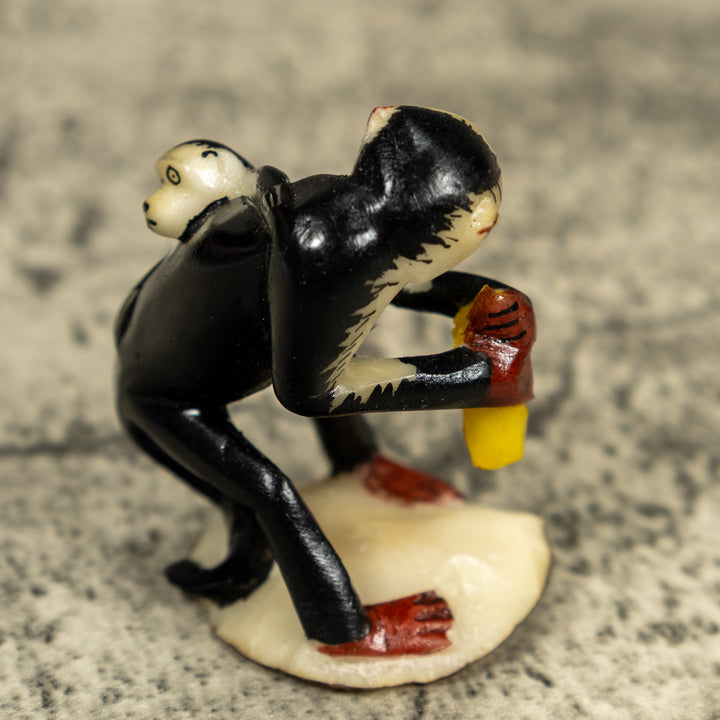 White Face Monkey With Infant Tagua Carving