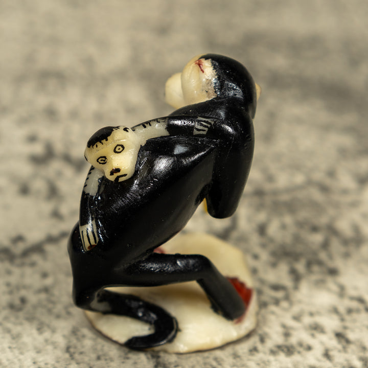 White Face Monkey With Infant Tagua Carving