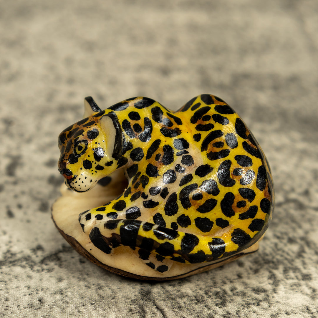 Jungle Jaguar Cat Tagua Carving