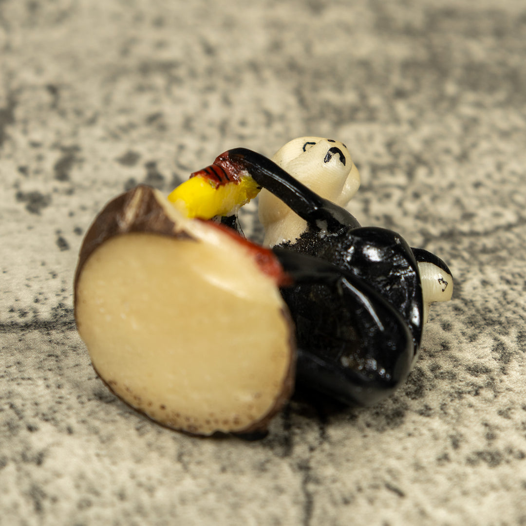 White Face Monkey With Infant Tagua Carving