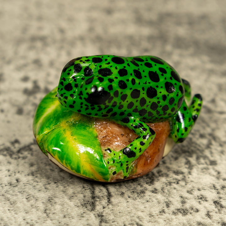 Green And Black Poison Dart Frog Tagua Carving