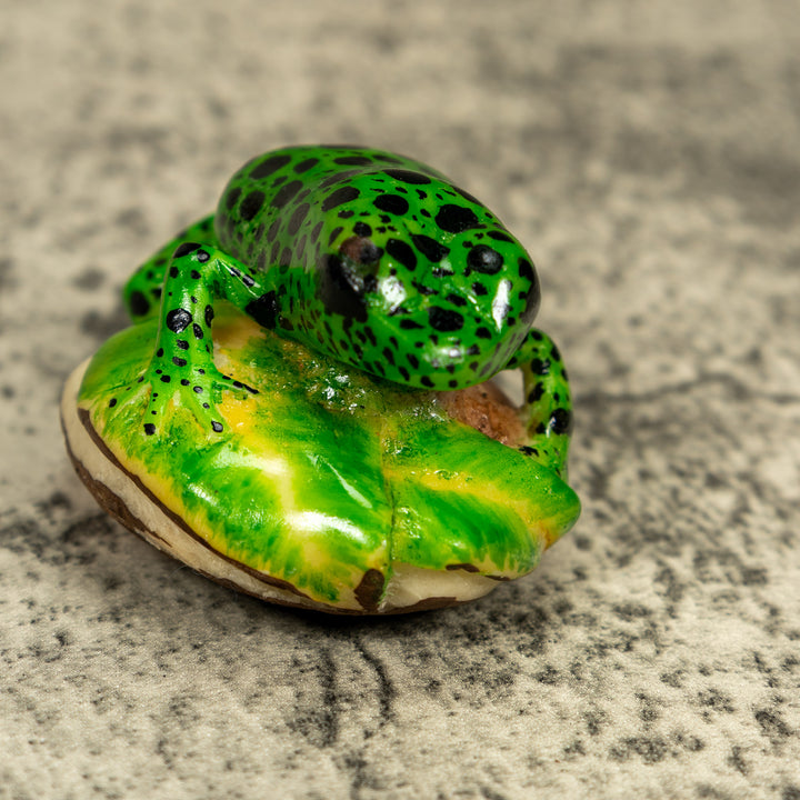 Green And Black Poison Dart Frog Tagua Carving