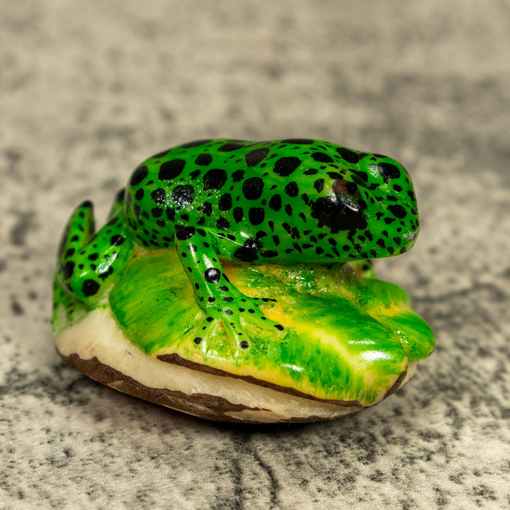 Green And Black Poison Dart Frog Tagua Carving