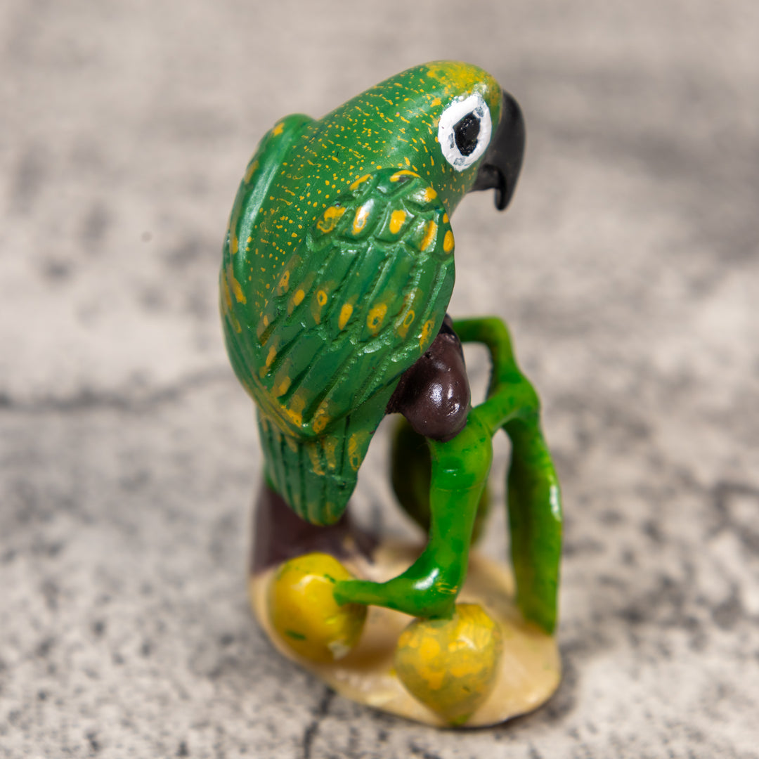 Green And Gold Parrot Bird Tagua Carving