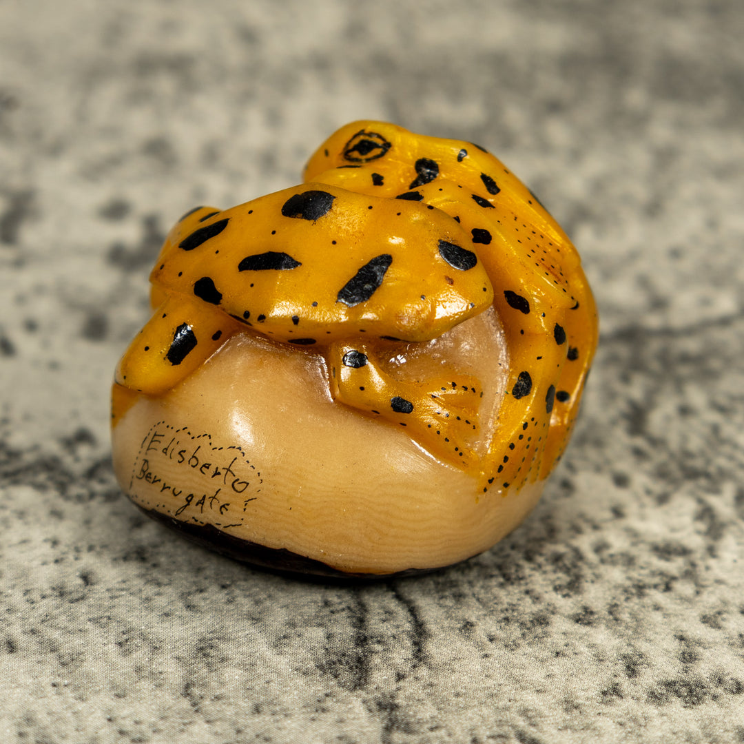 Vintage Double (2) Golden Frog Tagua Carving