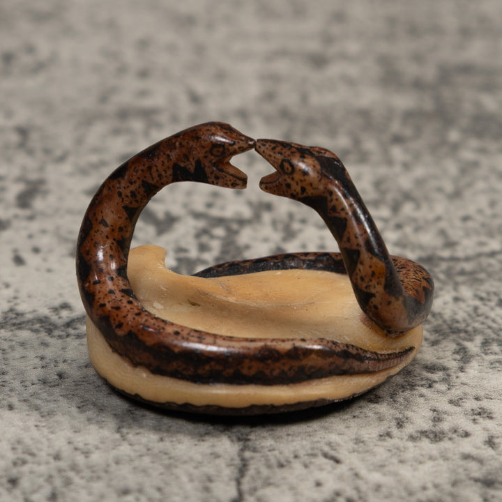 Vintage Double Snake Tagua Carving