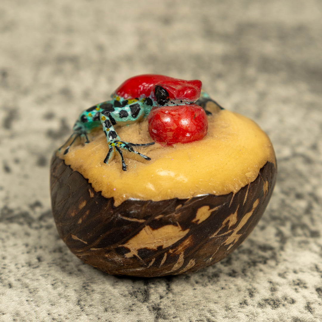 Multicolor Blow Throat Poison Dart Frog Tagua Carving