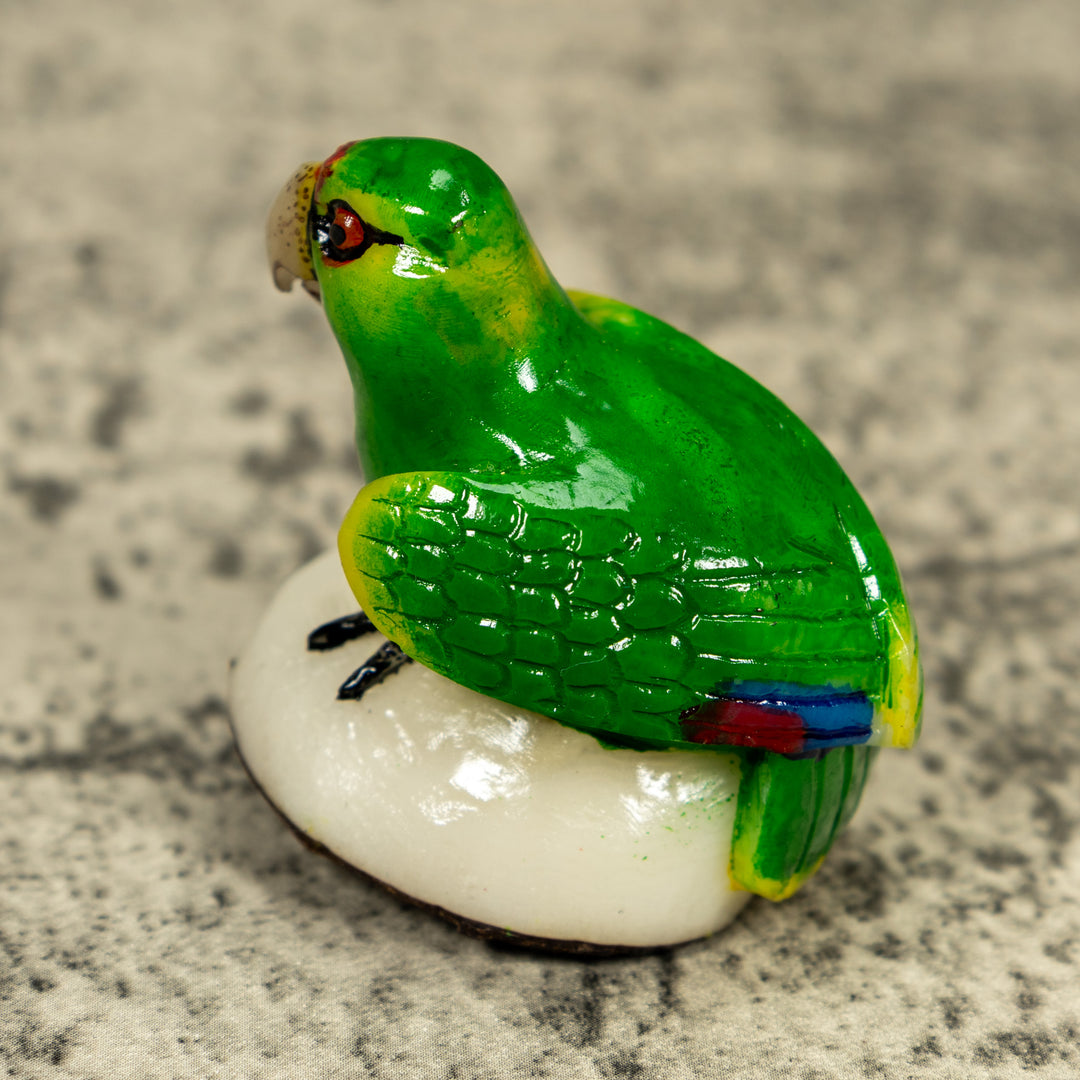 Green Parrot Bird Tagua Carving