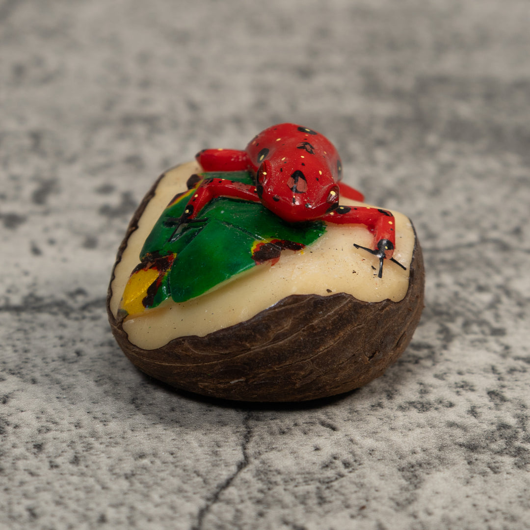 Red And Black Poison Dart Frog Tagua Carving