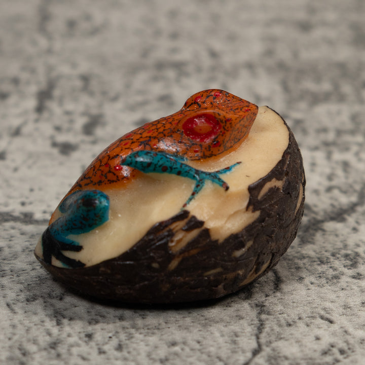 Red And Blue Poison Dart Frog Tagua Carving