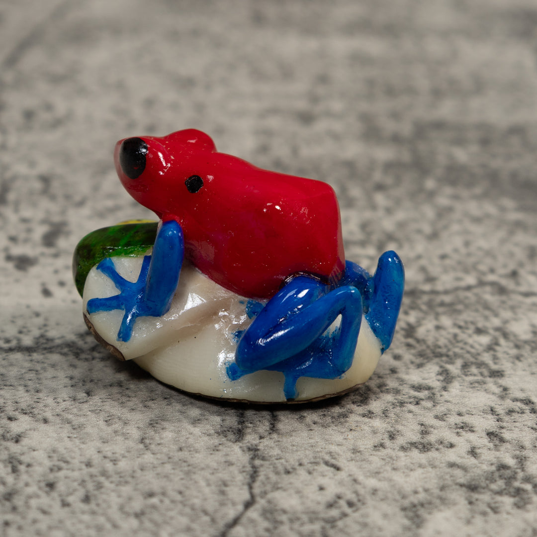 Red And Blue Poison Dart Frog Tagua Carving