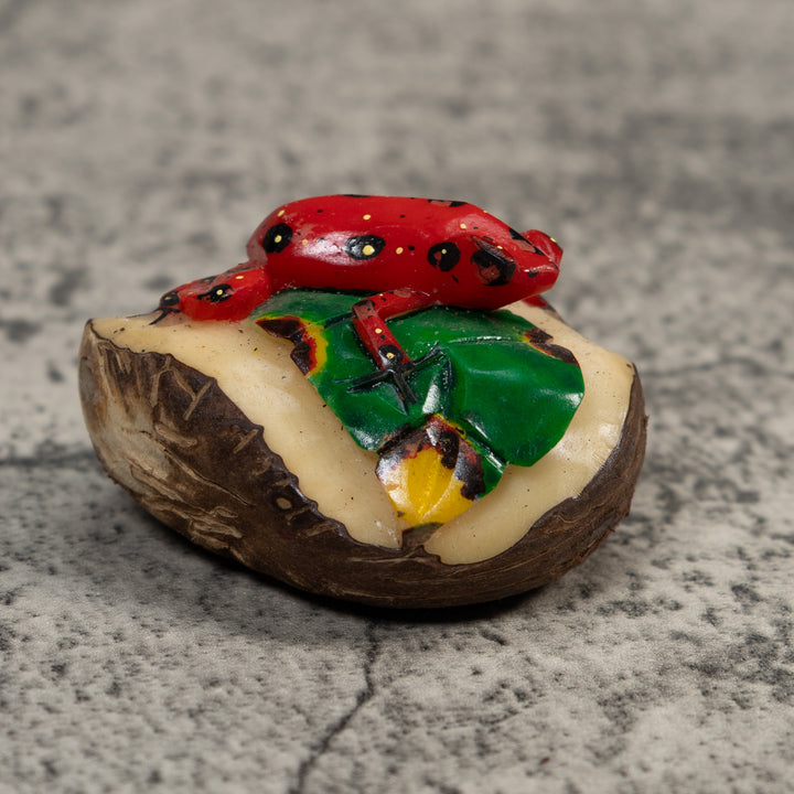 Red And Black Poison Dart Frog Tagua Carving