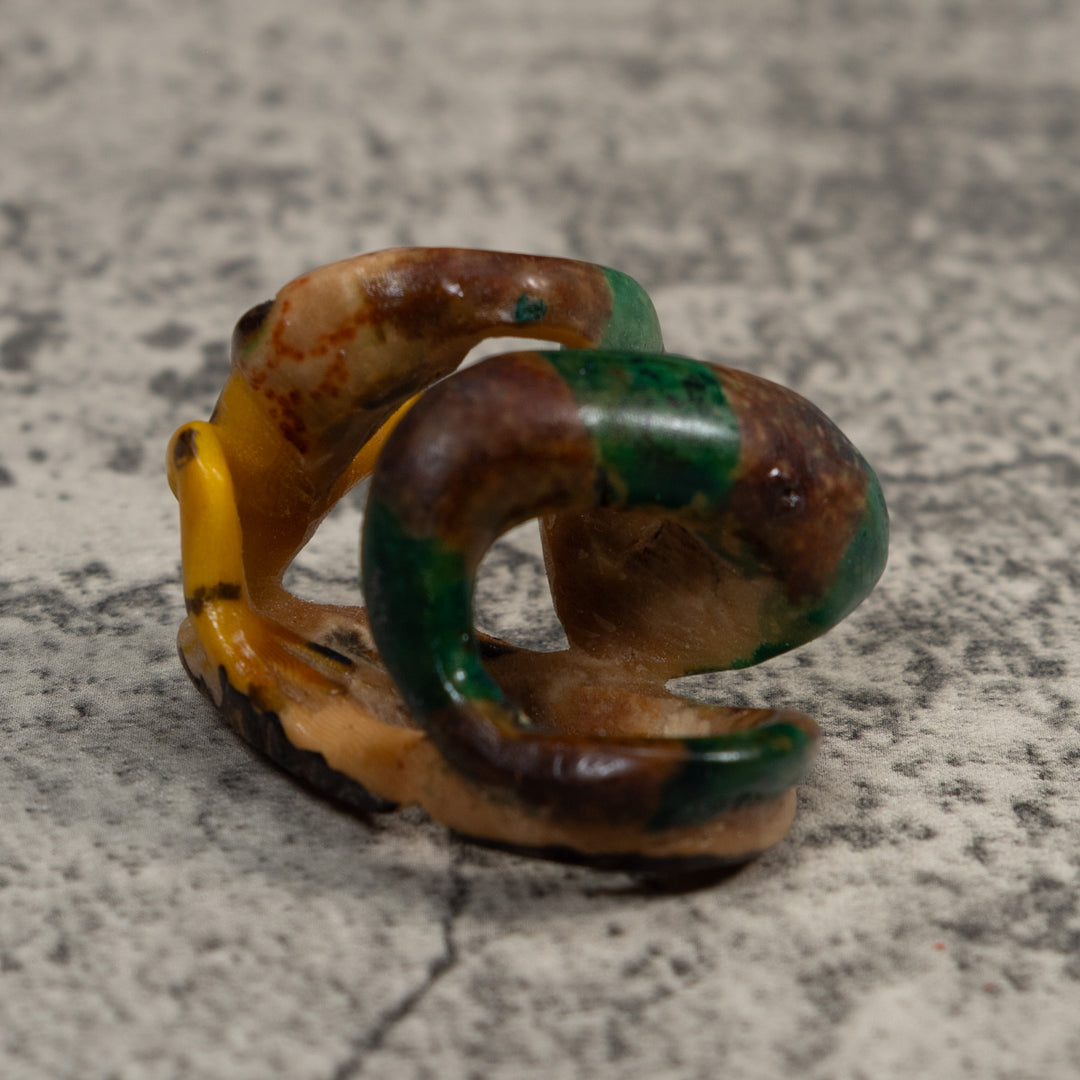 Vintage Snake Eating Frog Tagua Carving