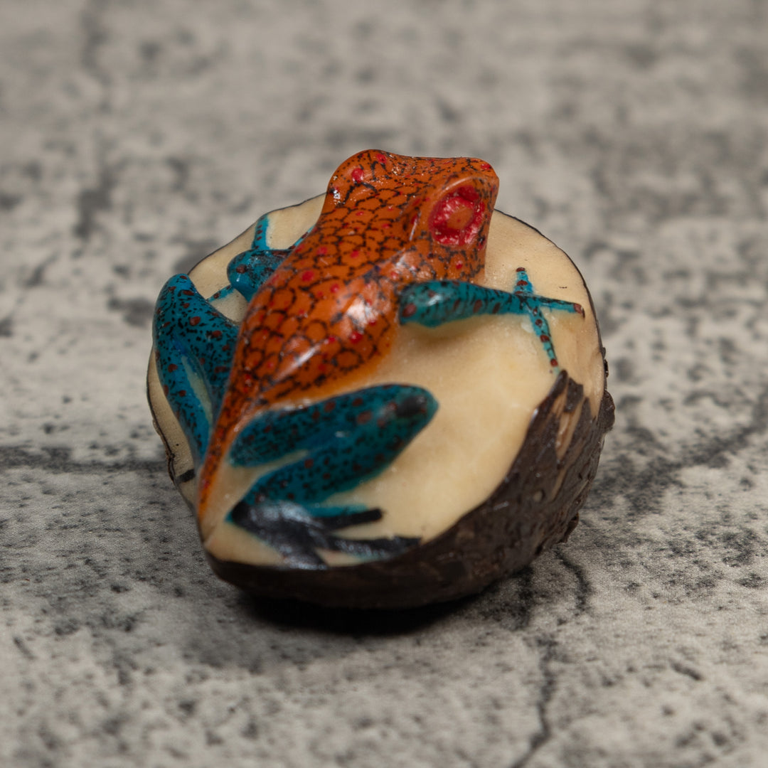 Red And Blue Poison Dart Frog Tagua Carving