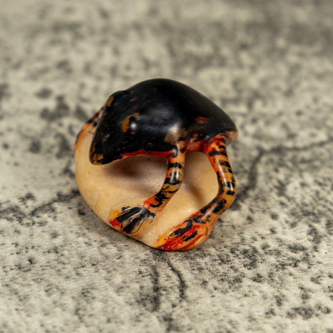 Vintage Gold And Black Frog Tagua Carving