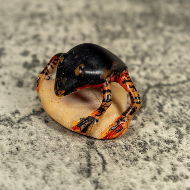 Vintage Gold And Black Frog Tagua Carving