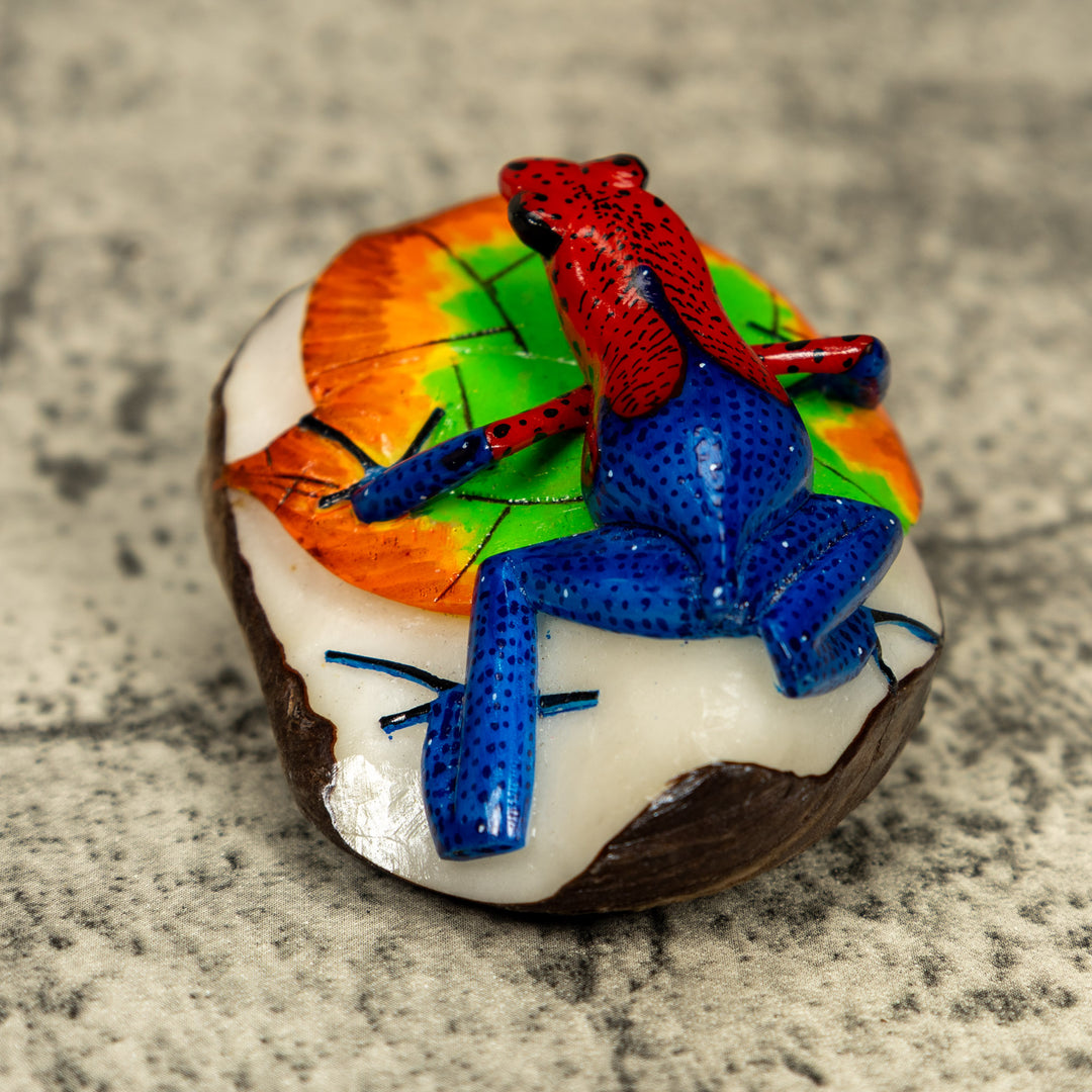 Red And Blue Poison Dart Frog Tagua Carving