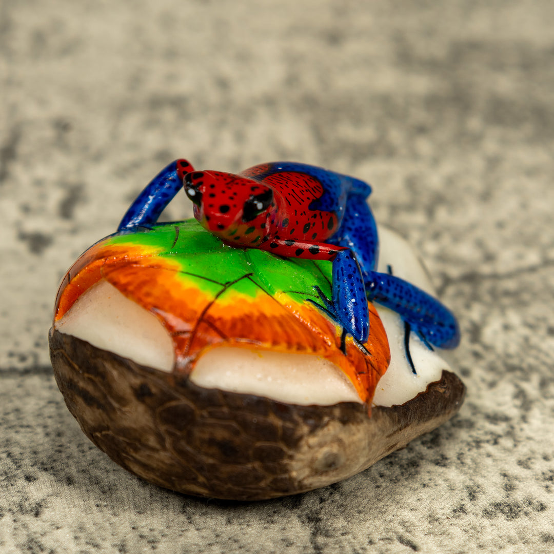 Red And Blue Poison Dart Frog Tagua Carving